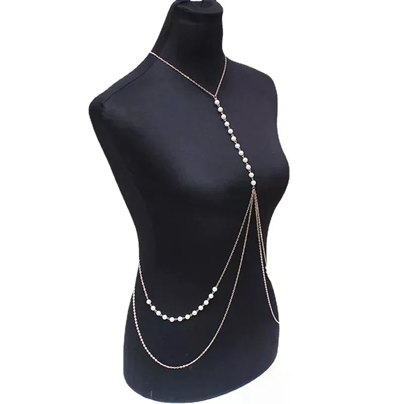 Jewelry: Sexy Babes, Imitation Pearl Body Chains, Sexy Bikini Beach Waist Chains