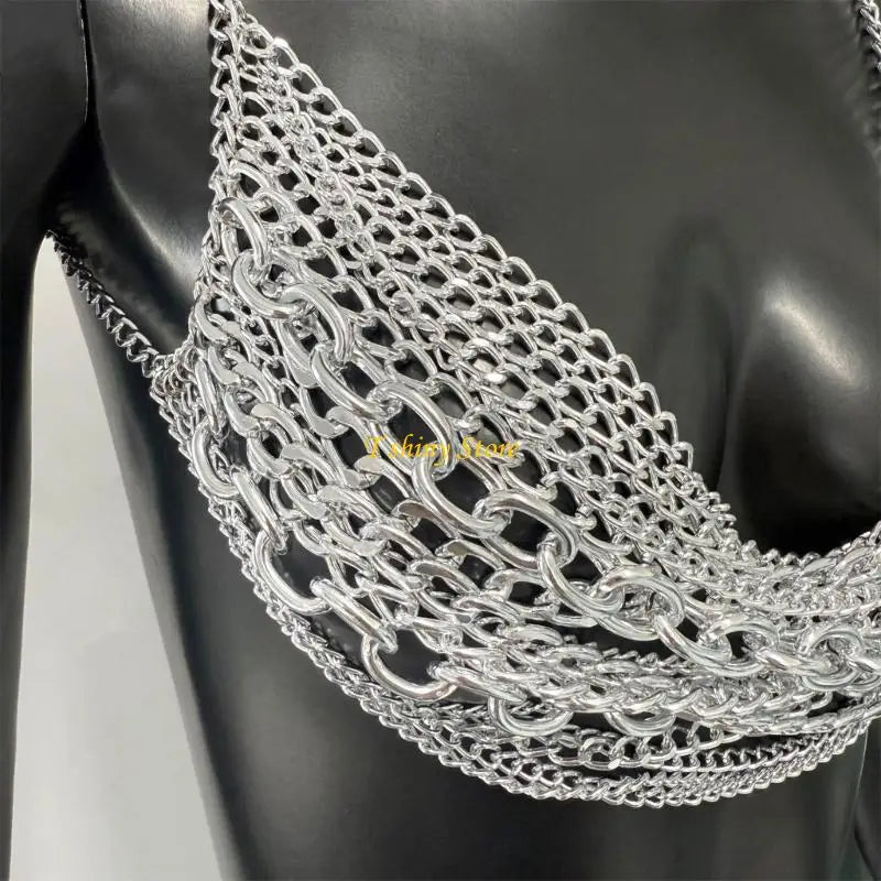 N58F Fashion Body Chain Music Festival Accessory Tassels Chest Chain Party Decoration