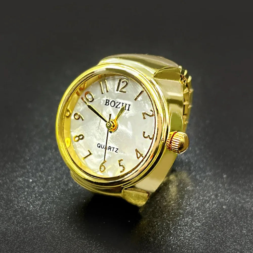 Finger Watches Round Golden Silvery Quartz Men&