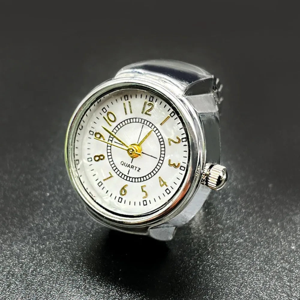 Finger Watches Round Golden Silvery Quartz Men&