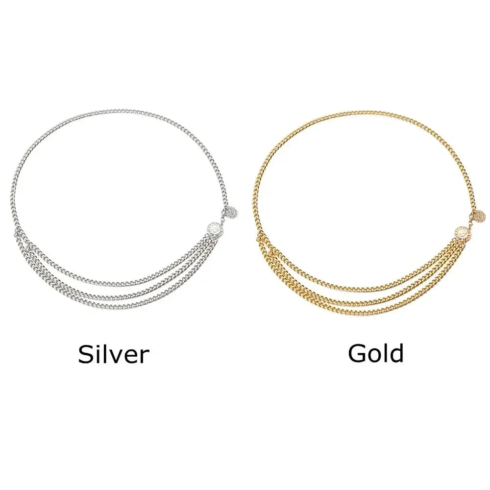 Antique Jewelry Ethnic Style Body Chain Adjustable Retro Metal Chain Belt Body Accessory Sunflower Round Waist Chain Women