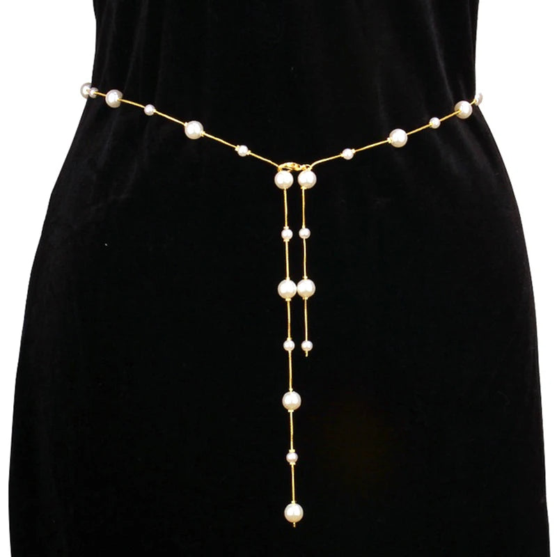 Accessories Ins Sexy Pure Desire Style Imitation Pearl Waist Chain Women&
