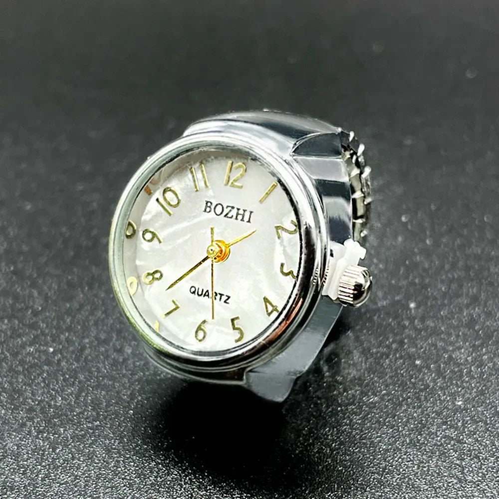 Finger Watches Round Golden Silvery Quartz Men&