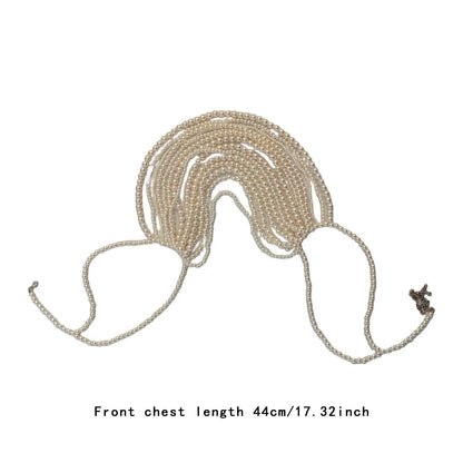 Beaded Body Chain Bra Chain Body Jewelry Beach Accessories Chest Chain Bikini Chain for Carnival Concert Rave Music Festival