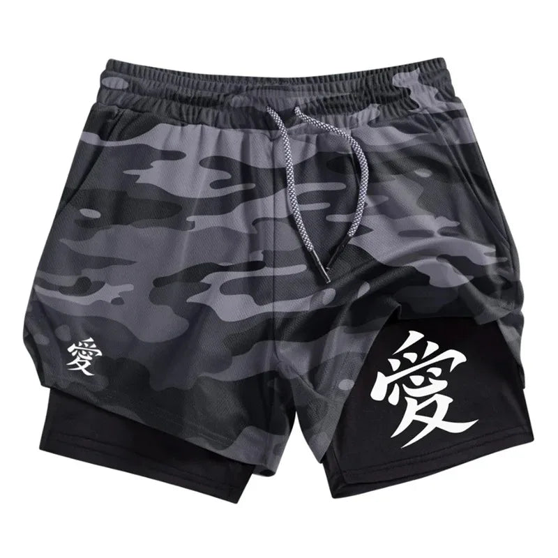 Athletic Activewear 2-in-1 Shorts for Men Gym with Phone Pocket Towel Loop Workout Running Quick Dry Fashion Versatile Shorts