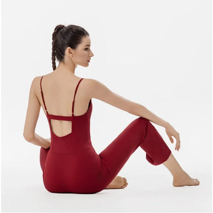 Sportswear Woman Gym Yoga Bodysuit Backless Sport Outfit Workout Clothes Tracksuit Active Wear Running Suit 2024 Green Black