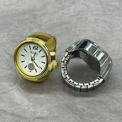 Finger Watches Round Golden Silvery Quartz Men&