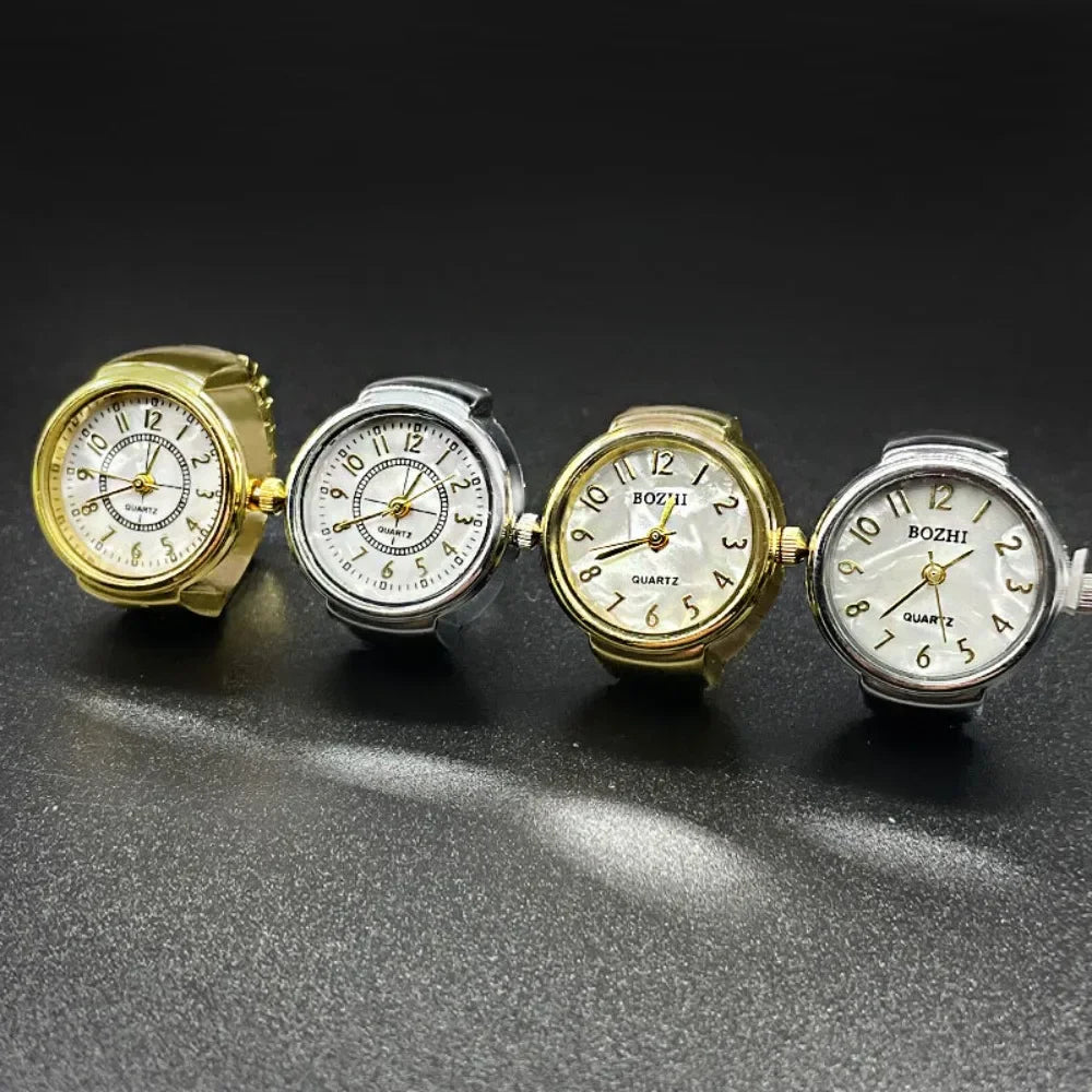 Finger Watches Round Golden Silvery Quartz Men&