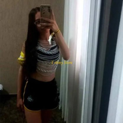 N58F Fashion Body Chain Music Festival Accessory Tassels Chest Chain Party Decoration