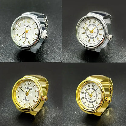 Finger Watches Round Golden Silvery Quartz Men&