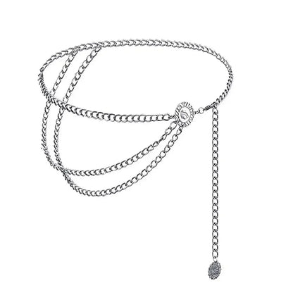 Antique Jewelry Ethnic Style Body Chain Adjustable Retro Metal Chain Belt Body Accessory Sunflower Round Waist Chain Women