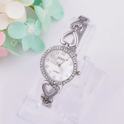 2025 New Women Bracelet Watch Set Gold Silver Crystal Necklace Ring Earrings Quartz Watch Female Jewelry Set Gifts Box For Women