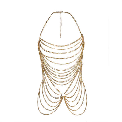 Fashion Body Chain Dress for Women Boho Backless Full Metal Body Chains Belly Chain Costume Party Festival Clothing Jewelry