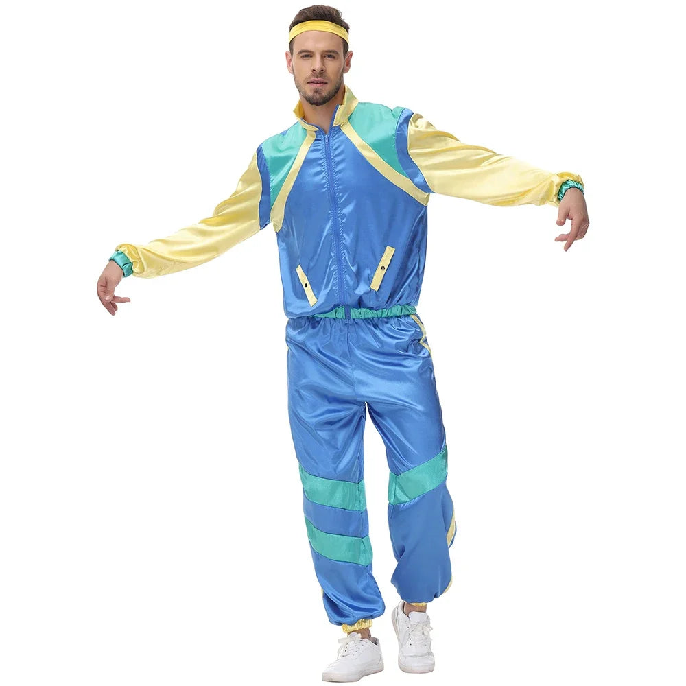 Men Vintage Hippie Costume for Adult Man Carnival Halloween Purim Party Role Playing Funny Retro 70&