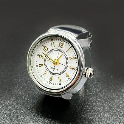 Finger Watches Round Golden Silvery Quartz Men&