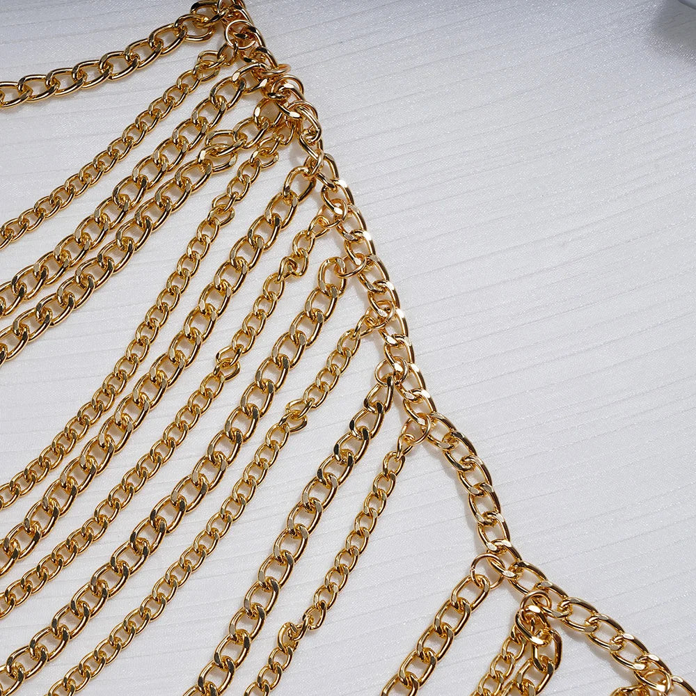 Fashion Body Chain Dress for Women Boho Backless Full Metal Body Chains Belly Chain Costume Party Festival Clothing Jewelry