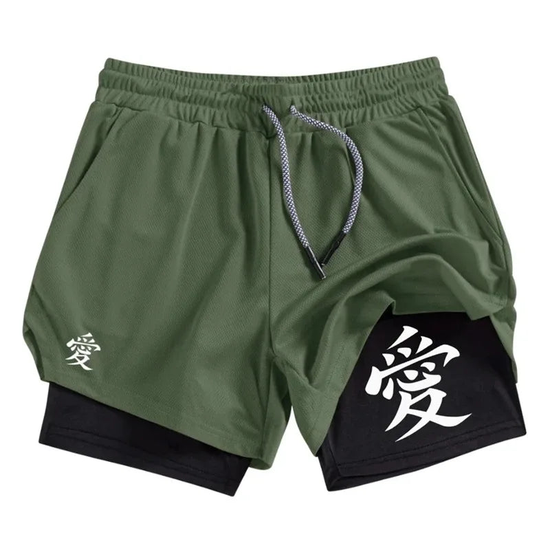 Athletic Activewear 2-in-1 Shorts for Men Gym with Phone Pocket Towel Loop Workout Running Quick Dry Fashion Versatile Shorts