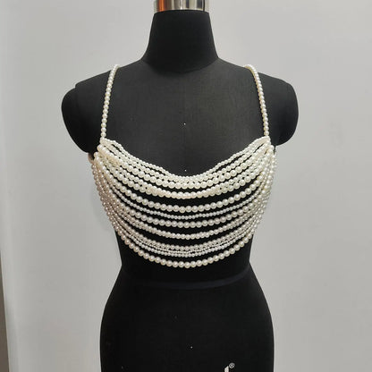 Beaded Body Chain Bra Chain Body Jewelry Beach Accessories Chest Chain Bikini Chain for Carnival Concert Rave Music Festival