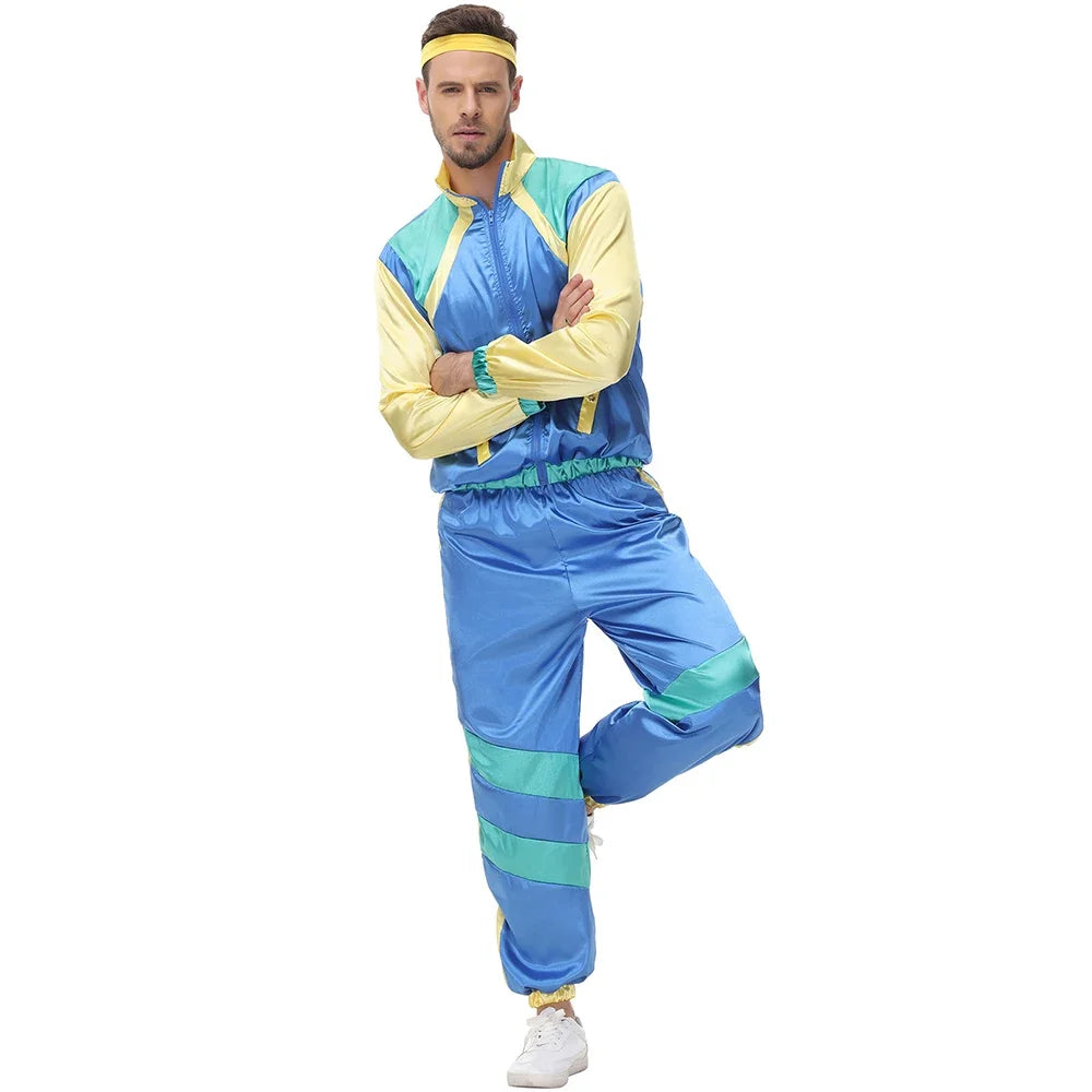 Men Vintage Hippie Costume for Adult Man Carnival Halloween Purim Party Role Playing Funny Retro 70&